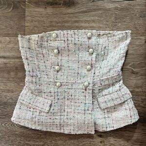 Majorelle Multi Colored Tweed Strapless Top Sz XS